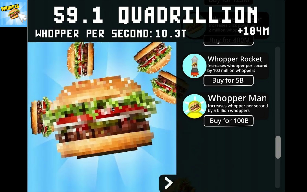 Whopper clicker upgrades